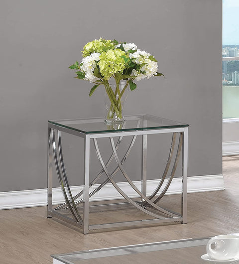 Oakestry Square End Table with Swoop Accents Chrome