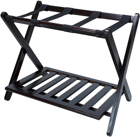 Oakestry Luggage Rack with Shelf, Espresso