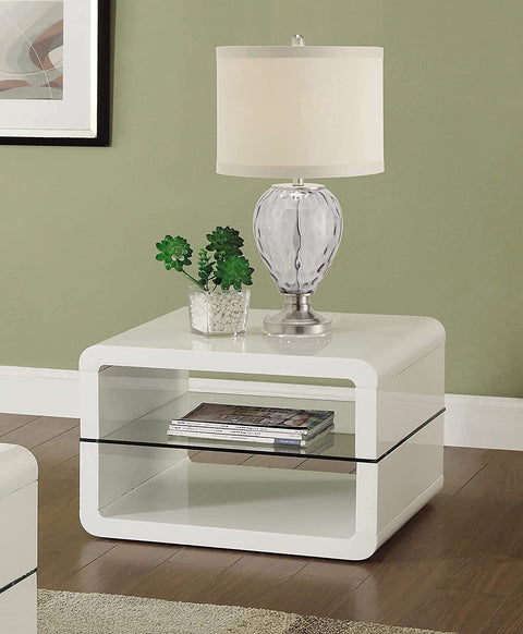 Oakestry 2-Shelf End Table Glossy White