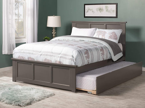 AFI Madison Platform Bed with Matching Footboard and Turbo Charger with Full Size Urban Trundle, Grey