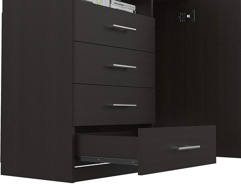 Oakestry Peru 4-Drawer Dark Grey Chest with 4 Spacious Drawers,1 Cabinet and 1 Storage Shelf