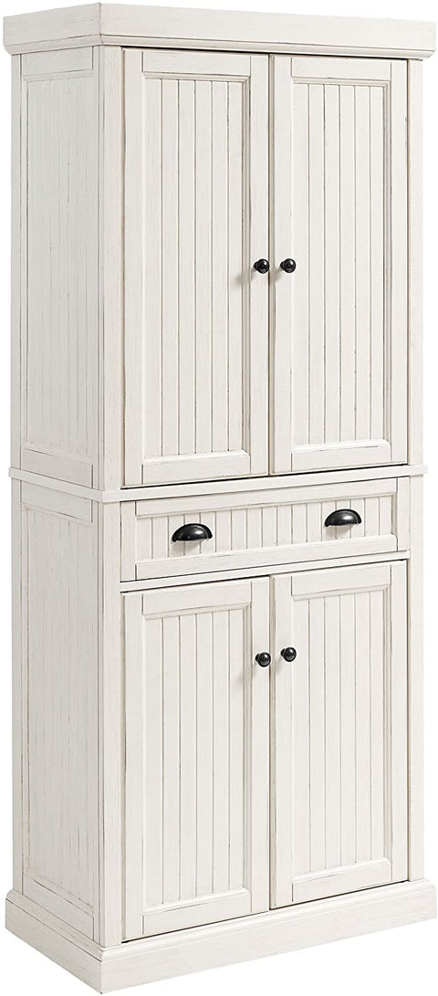 Oakestry Seaside Kitchen Pantry Cabinet - Distressed White