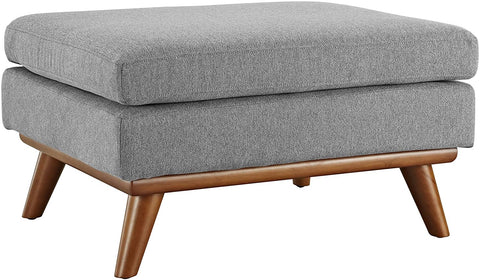 Oakestry Engage Mid-Century Modern Upholstered Fabric Ottoman in Expectation Gray