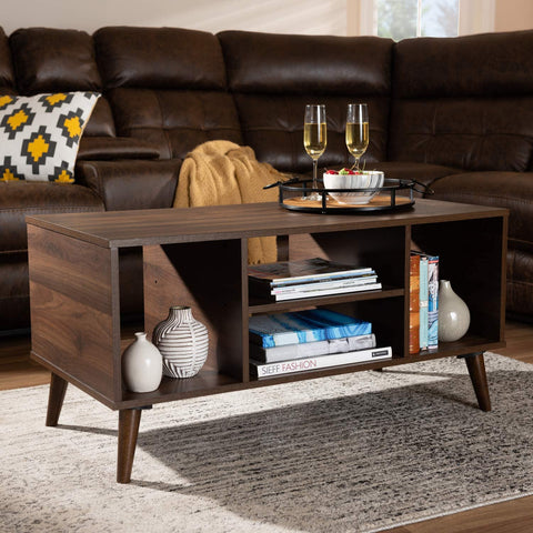 Oakestry Linas Mid-Century Modern Walnut Finished Coffee Table