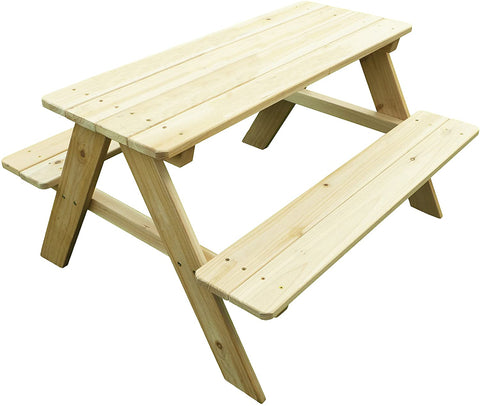 Oakestry Kids Wooden Picnic Bench Outdoor Patio Dining Table, Natural