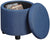 Oakestry Designs4Comfort Round Accent Storage Ottoman, Blue Faux Linen