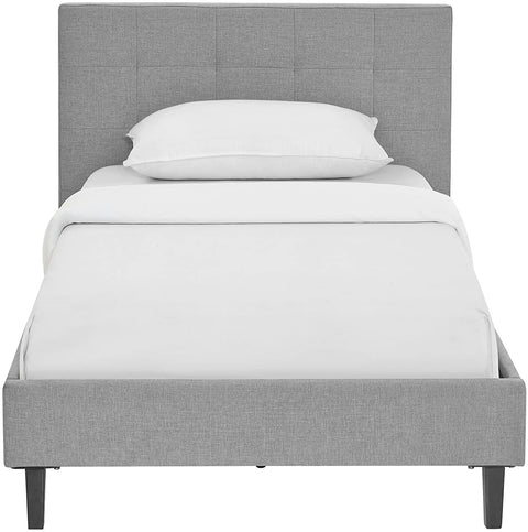 Oakestry Linnea Upholstered Light Gray Twin Platform Bed with Wood Slat Support