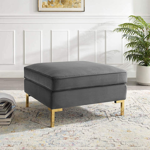 Oakestry Ardent Performance Velvet Ottoman, Gray