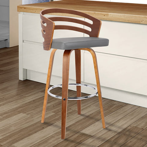 Oakestry Jayden Mid-Century Swivel Counter Height Barstool, 26&#34;, Gray