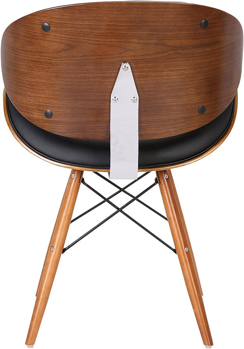 Oakestry Cassie Dining Chair in Black Faux Leather and Walnut Wood Finish