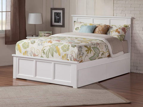 AFI Madison Platform Matching Footboard and Turbo Charger with Urban Bed Drawers, Queen, White