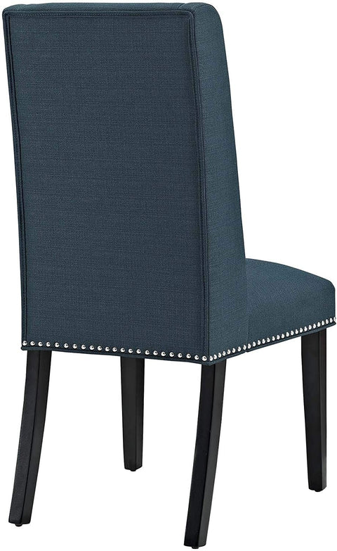 Oakestry Baron Modern Tall Back Wood Upholstered Fabric Four Dining Chairs in Azure