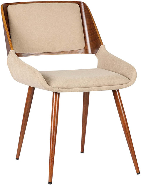 Oakestry Panda Dining Chair in Brown Fabric and Walnut Wood Finish