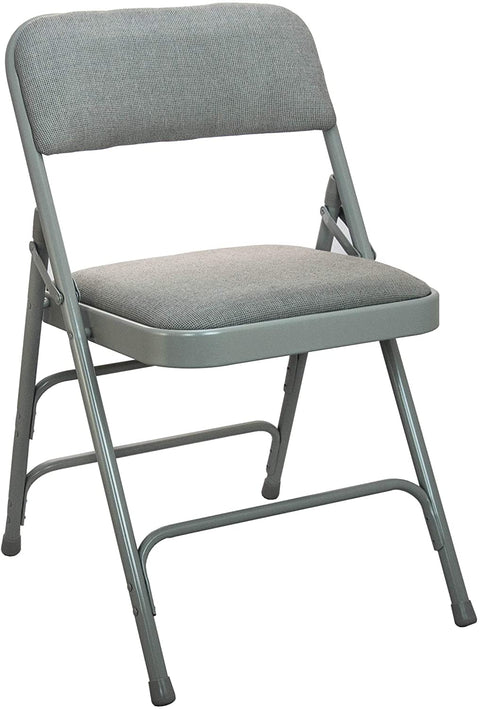Oakestry Advantage Padded Folding Chair 1 Seat, Grey Fabric/Grey Metal