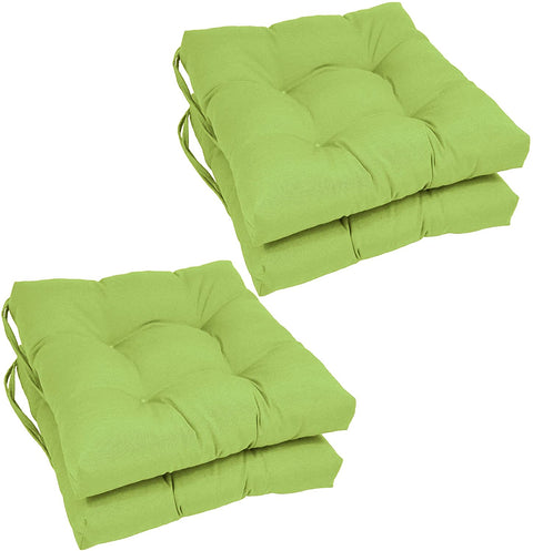 Oakestry Solid Twill Square Tufted Chair Cushions (Set of 4), 16&#34;, Mojito Lime