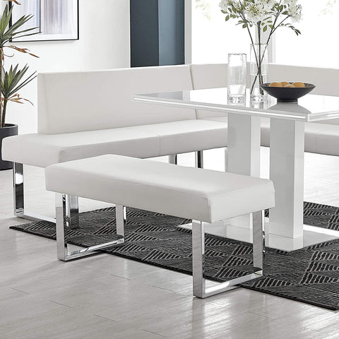 Oakestry Amanda Bench in White and Chrome Finish
