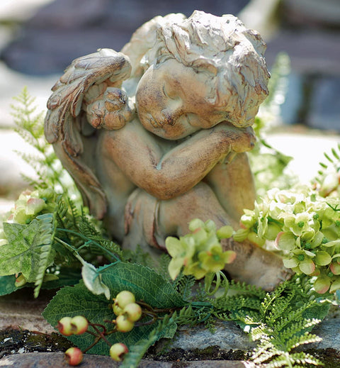 Oakestry Sculpture - Sleeping Cherub Sculpture - Cherub Garden Statue - Cherub Figurine