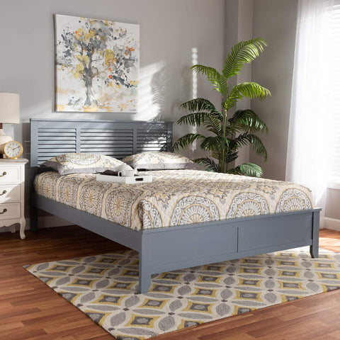 Oakestry Adela Modern and Contemporary Grey Finished Wood Queen Size Platform Bed