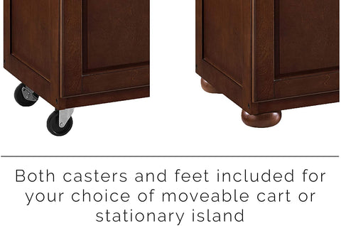 Oakestry Eleanor Kitchen Cart with Natural Wood Top, Mahogany