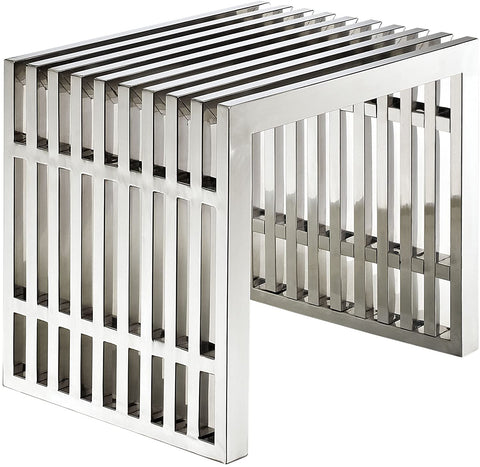 Oakestry Gridiron Contemporary Modern Small Stainless Steel Bench, 19.5&#34;