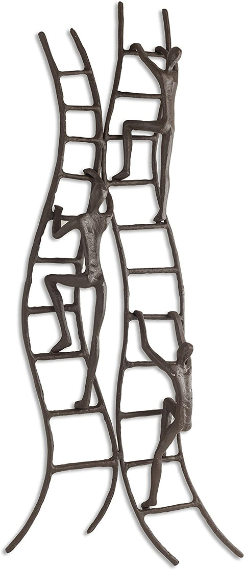 Oakestry ZI15218 Home and Office Hanging Metal Wall Art - Cast Iron Climbing to Success Stairway
