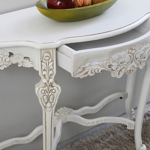 Oakestry Furniture Piece Windsor Hand-Carved Half Moon Console Table