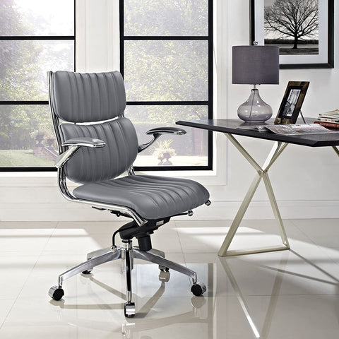 Oakestry Escape Ribbed Faux Leather Ergonomic Computer Desk Office Chair in Gray