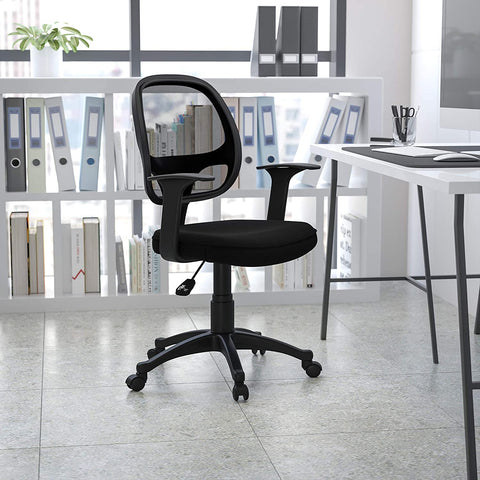Oakestry Mid-Back Black Mesh Swivel Ergonomic Task Office Chair with T-Arms - Desk Chair