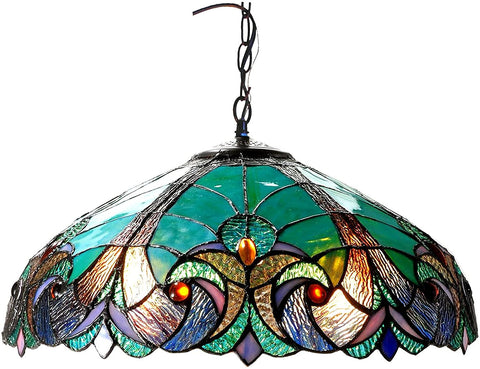 Oakestry CH18780VG18-DH2 Liaison Tiffany-Style Victorian 2-Light Ceiling Pendent with Shade, 8.5 x 18 x 18&#34;, Bronze