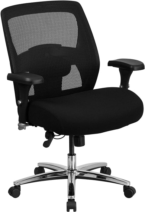 Oakestry HERCULES Series 24/7 Intensive Use Big &amp; Tall 500 lb. Rated Black Mesh Executive Ergonomic Office Chair with Ratchet Back