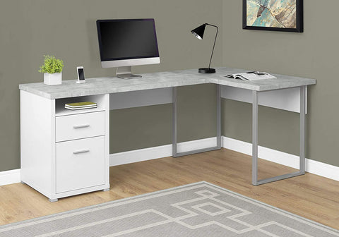 Oakestry Computer Desk Left or Right Facing White / Cement-Look 80&#34;L