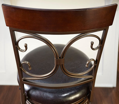 Oakestry Big and Tall Back Scroll Counter Stool, Seat Height: 24&#34;, Dark Bronze/Brown