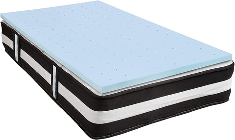 Oakestry Capri Comfortable Sleep Twin 12 Inch CertiPUR-US Certified Foam Pocket Spring Mattress &amp; 2 inch Gel Memory Foam Topper Bundle