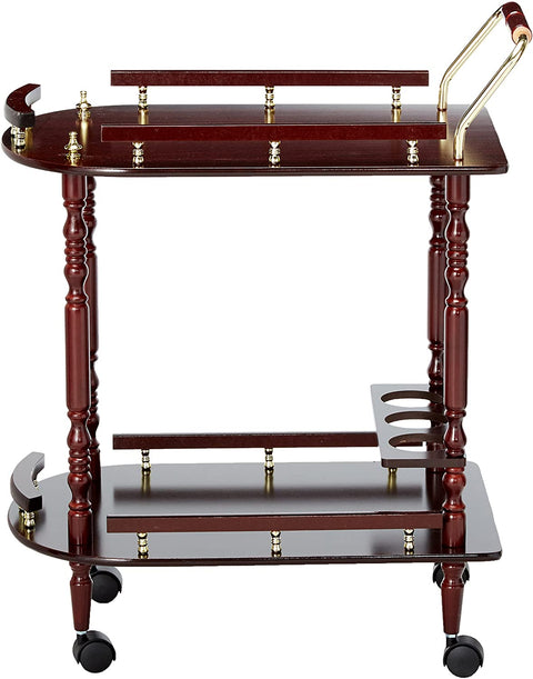 Oakestry CO- Serving Cart Accents, Merlot and Brass