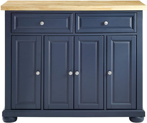 Oakestry KF30031ANV Madison Kitchen Island with Butcher Block Top, Navy