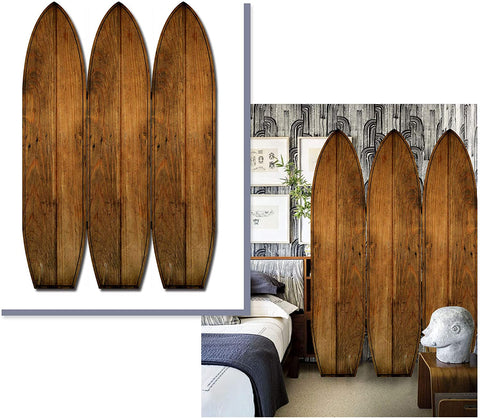 Oakestry Kahuna Surfboard Screen Room Divider, Brown