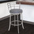 Oakestry Viper 26&#34; Counter Height Swivel Barstool in Grey Faux Leather and Brushed Stainless Steel Finish