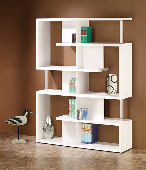 Oakestry 5-Tier Bookcase White and Chrome