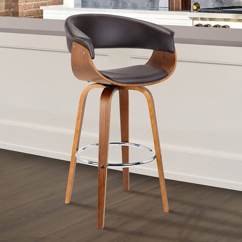 Oakestry Julyssa Mid-Century Swivel Counter Height Barstool, 26&#34;, Brown