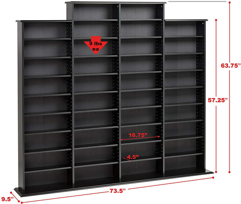 Oakestry Quad Width Wall Storage Cabinet, Black