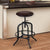 Oakestry Elena Adjustable Barstool in Brown Fabric and Industrial Grey Metal Finish