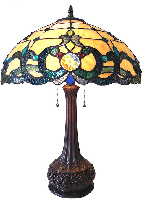 Oakestry CH18043IV18-TL2 Doutzen Tiffany-Style Table Lamp with 18&#34; Shade