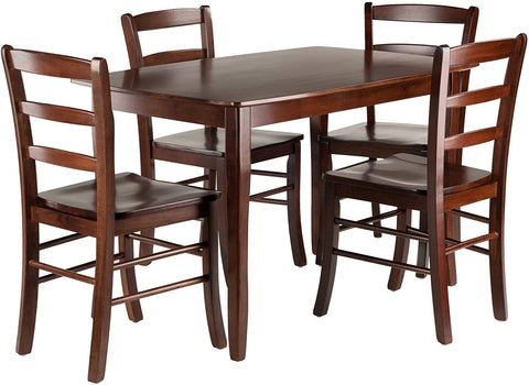 Oakestry Inglewood 5-PC Set Table w/ 4 Ladderback Chairs Dining, Walnut