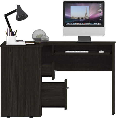 Oakestry Black Modern Engineered Wood Mix L-Shaped Desk