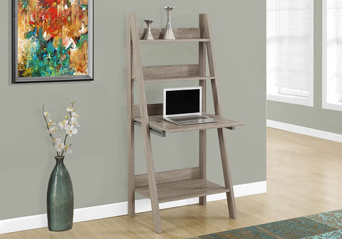 Oakestry Ladder Desk-Bookcase-Wall Bookshelf-Stand Shelf, 61&#34; H, Dark Taupe