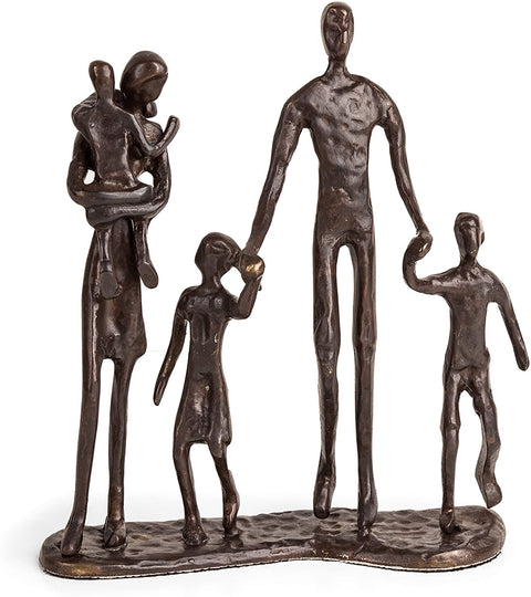 Oakestry Family of Five Sand Casted Metal Sculpture in a Beautiful Bronze Finish Bottom-Lined with Velveteen