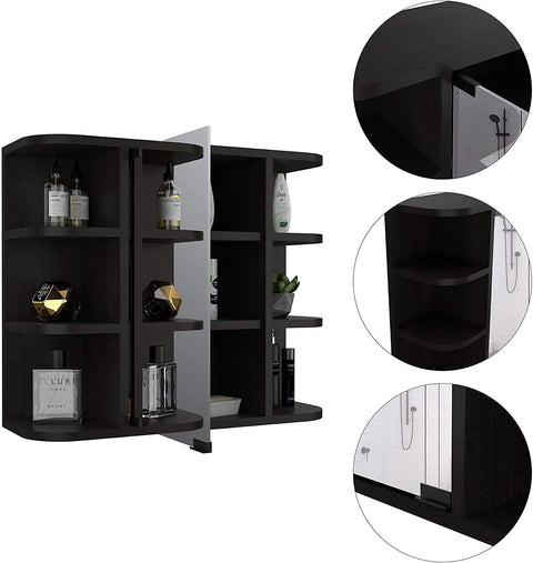 Oakestry Black Modern Engineered Wood Milan Medicine Cabinet