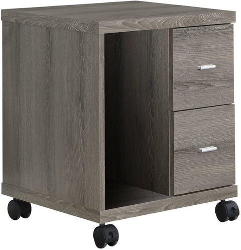 Oakestry I Reclaimed-Look 2 Drawer Computer Stand/Castor, Dark Taupe