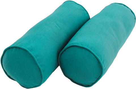 Oakestry Corded Microsuede Bolster Pillows (Set of 2), 20&#34; x 8&#34;, Aqua Blue