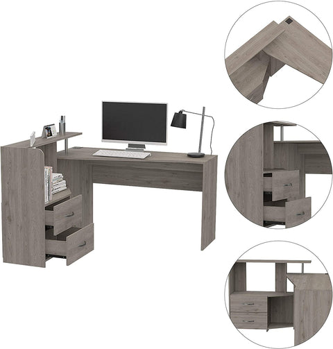 Oakestry Modern Engineered Wood Ash Dubai L-Shaped Desk